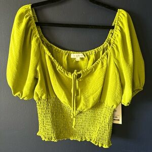 Lime Green Smocked Women's Top